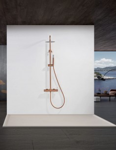 Conjunto barra de ducha monomando - oro rosa cepillado BLESS de IMEX