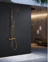 Conjunto barra de ducha monomando termostático - oro cepillado BLESS de IMEX