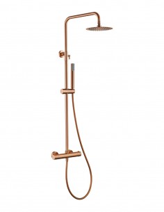 Conjunto barra de ducha monomando termostático - oro rosa cepillado BLESS de IMEX