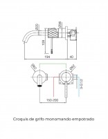 Grifo monomando de lavabo empotrado - oro cepillado BLESS de IMEX