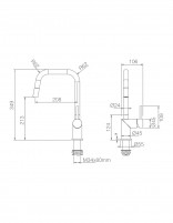 Grifo cocina MONZA - negro mate IMEX croquis