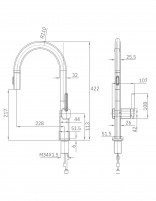 Grifo cocina CANADÁ - negro mate/black gun metal IMEX croquis