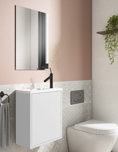 Conjunto baño fondo reducido - 1 puerta lavabo y espejo incluido Loft de Visobath