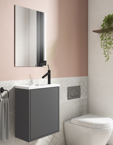 Conjunto baño fondo reducido ceniza