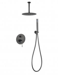 Conjunto ducha empotrado monomando - a techo black gun metal PALAU de IMEX