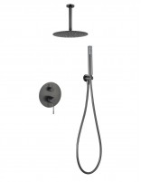 Conjunto ducha empotrado monomando - a techo black gun metal PALAU de IMEX