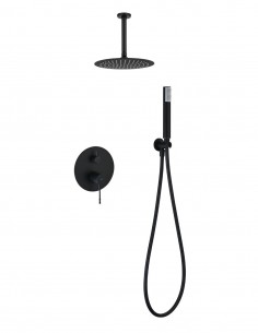 Conjunto ducha empotrado monomando - a techo negro PALAU de IMEX