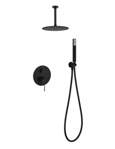 Conjunto ducha empotrado monomando - a techo negro PALAU de IMEX