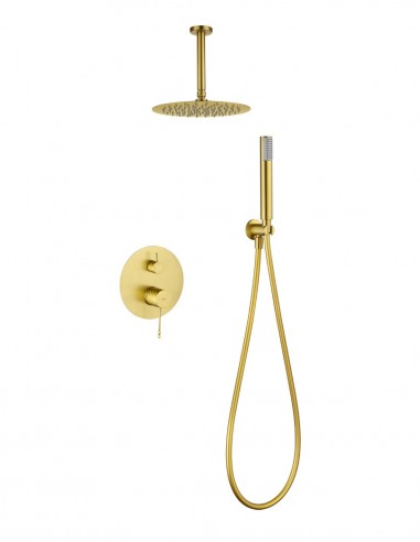 Conjunto ducha empotrado monomando - a techo oro cepillado PALAU de IMEX