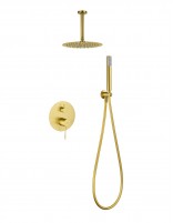 Conjunto ducha empotrado monomando - a techo oro cepillado PALAU de IMEX