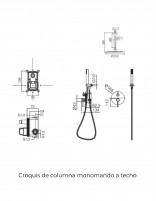 Conjunto ducha empotrado monomando - a techo oro rosa cepillado PALAU de IMEX