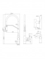 Grifo cocina serie VÉNETO - negro mate/black gun metal IMEX croquis