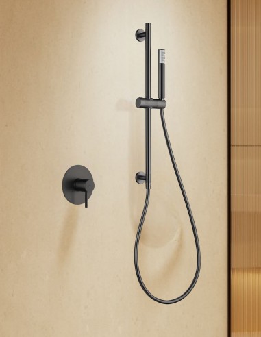 Set ducha 1 vía - black gun metal con mango MONZA de IMEX ambiente