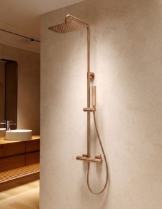 Conjunto barra ducha monomando - oro rosa cepillado TOSCANA de IMEX ambiente