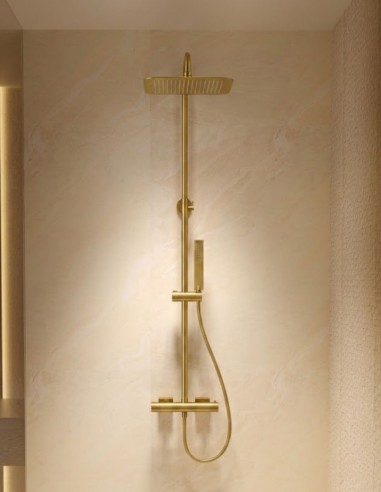 Conjunto barra ducha termostático - oro cepillado TOSCANA de IMEX ambiente