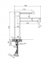 Grifo de lavabo monomando - negro mate/black gun metal TOSCANA de IMEX croquis