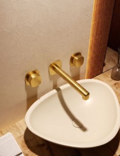 Grifo lavabo empotrado bimando - oro cepillado - TOSCANA de IMEX ambiente