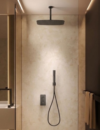 Conjunto ducha empotrado termostático - black gun metal AREZZO de IMEX ambiente