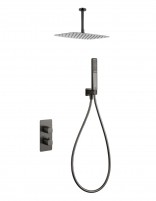 Conjunto ducha empotrado termostático - black gun metal AREZZO de IMEX