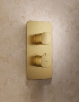 Conjunto ducha empotrado termostático - oro cepillado AREZZO de IMEX detalle