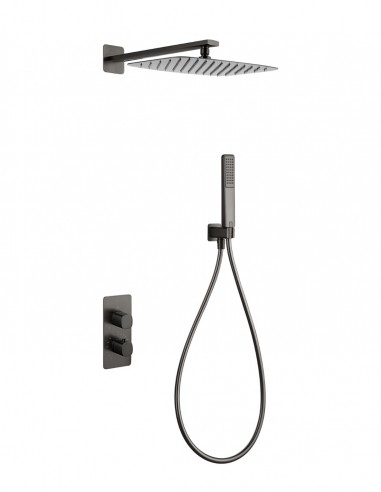 Conjunto ducha empotrado termostático - black gun metal FIRENZE de IMEX