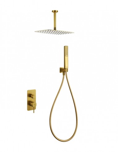 Conjunto ducha empotrado termostático - oro cepillado SASSARI de IMEX