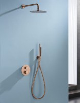 Conjunto ducha empotrado termostático - oro rosa cepillado BLESS de IMEX ambiente