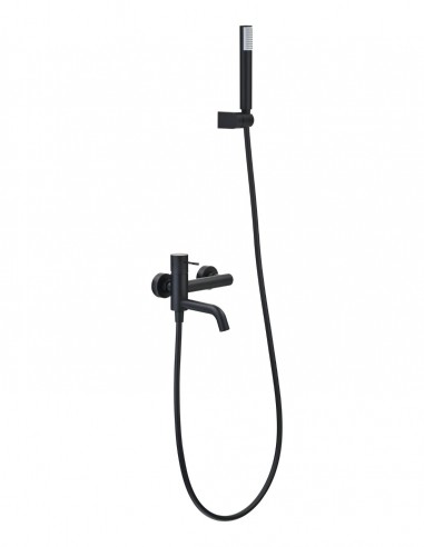 Set de baño monomando - black gun metal GENOVA de IMEX