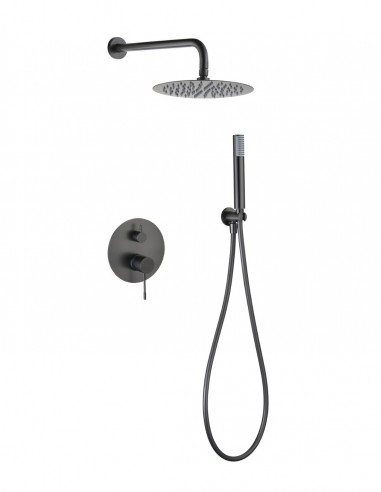 Conjunto ducha empotrado monomando - black gun metal GENOVA de Imex