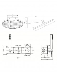 Conjunto ducha termostático empotrado - cromo INARI de Imex 2
