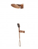 Conjunto ducha termostático empotrado - oro rosa cepillado INARI de Imex