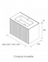 Conjunto de baño suspendido croquis mueble