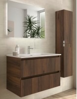 Conjunto de baño suspendido 80 nogal
