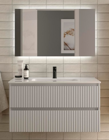 Conjunto de baño suspendido 100 blanco mate