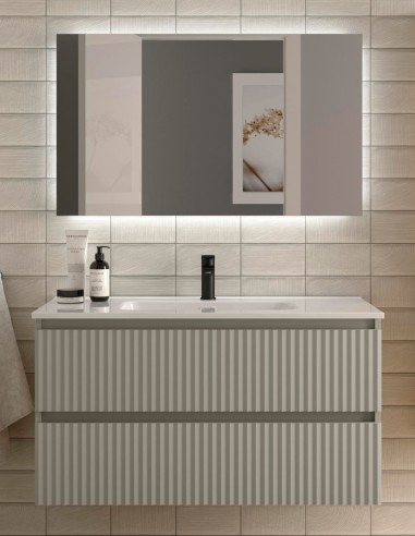 Conjunto de baño suspendido 100 gris mate