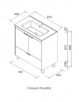 Conjunto de 2 puertas + 1 cajón croquis 80