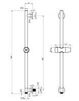 Barra soporte con toma - cromo/níquel cepillado ADUR de IMEX croquis