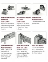 Mampara 1 fijo 2 correderas detalle