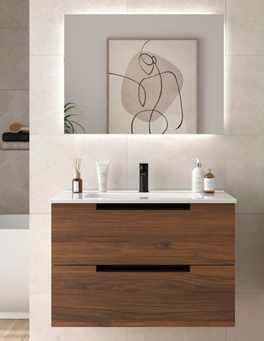 Conjunto de baño moderno nogal