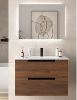 Conjunto de baño moderno nogal