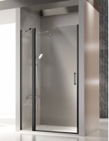 Mampara abatible negra modelo SALÓNICA de 1 fijo y 1 abatible