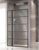 Mampara abatible negra decorado líneas industriales