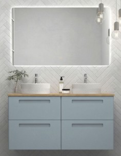 Mueble baño Avila Dos París - 4 cajones con lavabos sobre encimera laminada