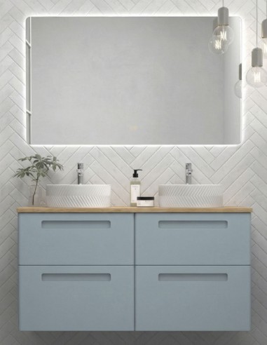 Mueble baño Avila Dos París - 4 cajones con lavabos sobre encimera laminada