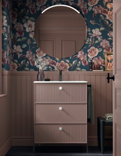 Mueble baño Avila Dos - Blanca 3 cajones, patas y lavabo encastrado 2