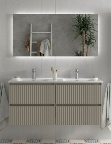 Conjunto de baño suspendido 120 cm. gris mate
