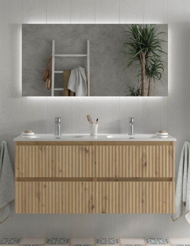Conjunto de baño suspendido 120 cm. - lavabo doble seno KIRA de Salgar