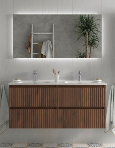 Conjunto de baño suspendido 120 cm. - lavabo doble seno KIRA de Salgar 2