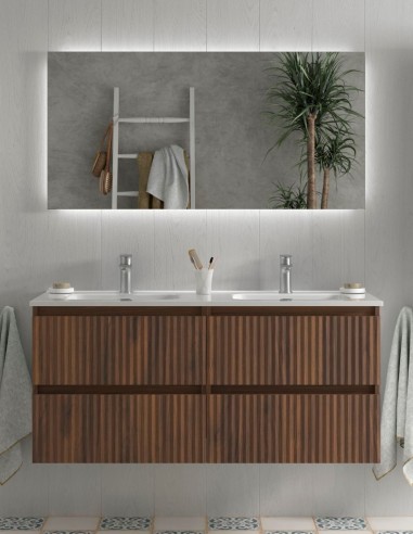 Conjunto de baño suspendido 120 cm. nogal maya
