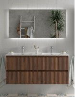 Conjunto de baño suspendido 120 cm. nogal maya
